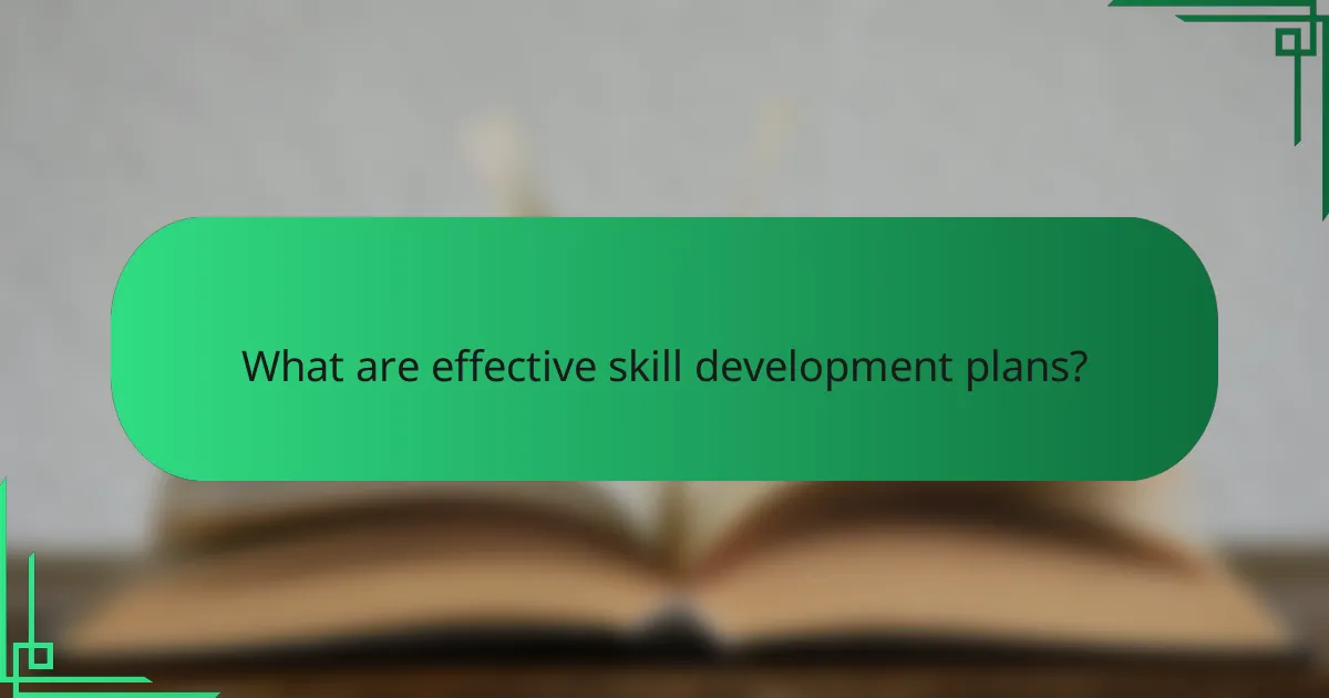 What are effective skill development plans?